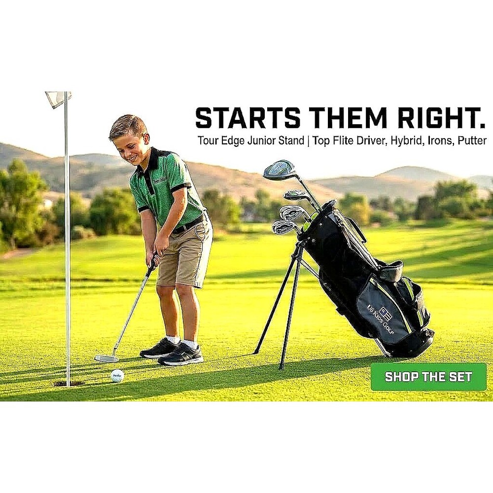 Tour Edge & US Kids Golf Junior Set w/ Stand Bag Top Flite Driver Irons Putter